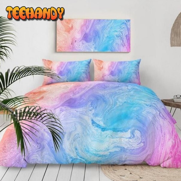 Blue Pink Pastel Bed Sheets Duvet Cover Bedding Sets