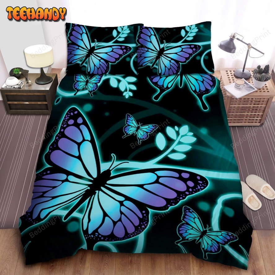 Blue Purple Ombre Butterfly Duvet Cover Bedding Sets