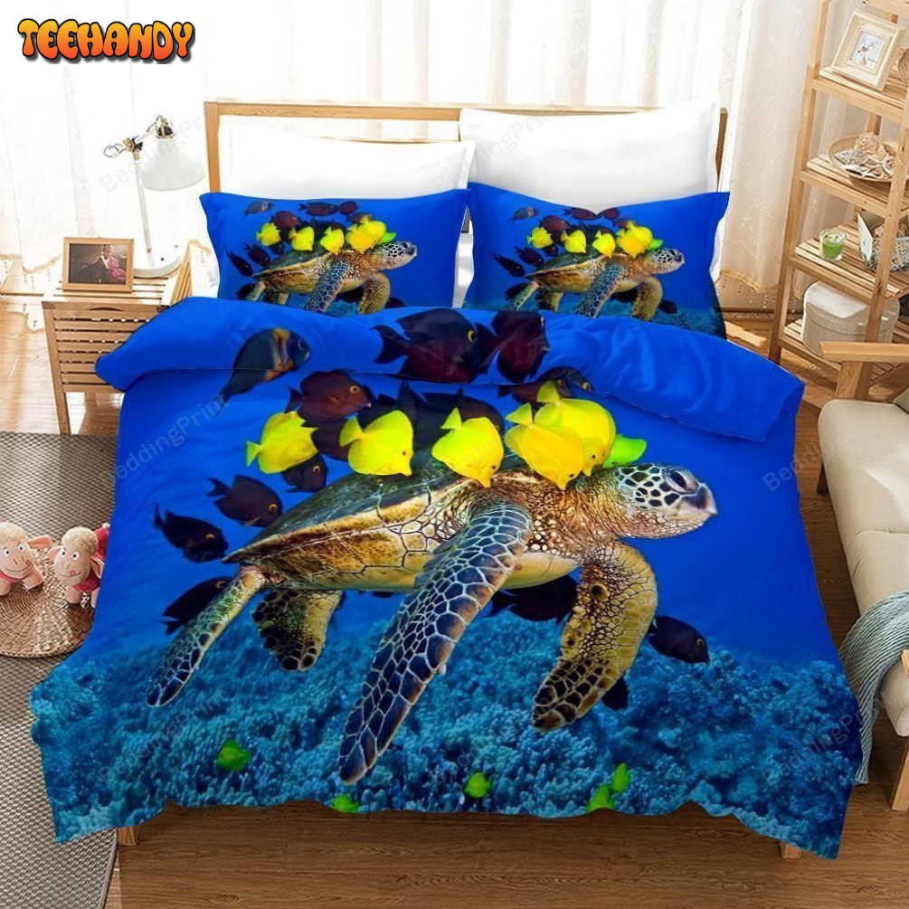 Blue Sea Turtle Under Sea Duvet Cover Bedding Sets