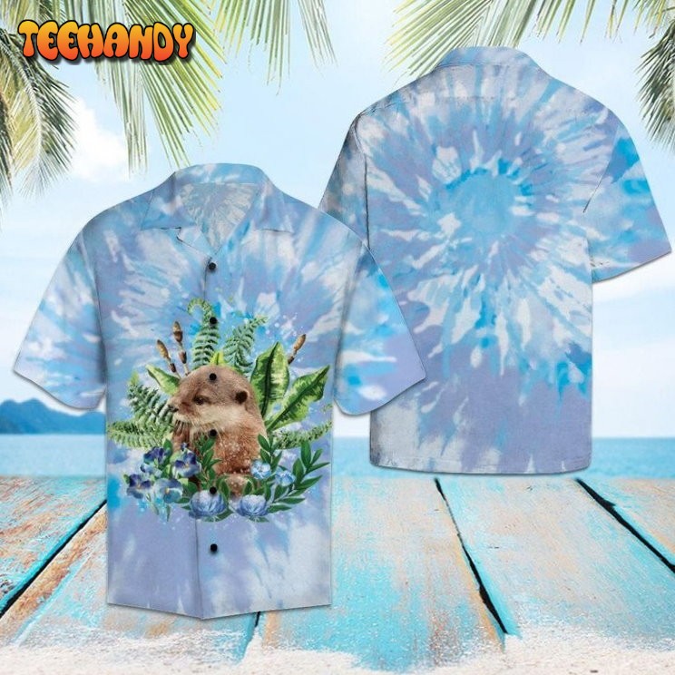 Blue Tie Dye Aloha Hawaiian Shirt