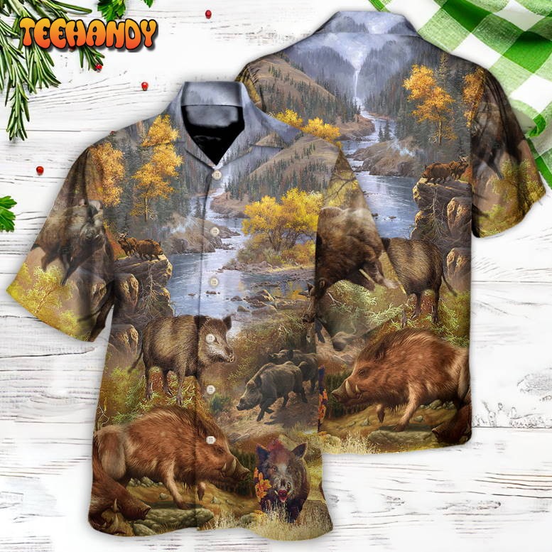 Boar Animals Wild Boar Hog Hunters Do It All Night Long Hawaiian Shirt