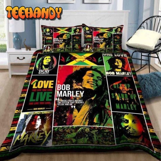 Bob Marley Flag Of Jamaica Quotes Duvet Cover Bedding Sets