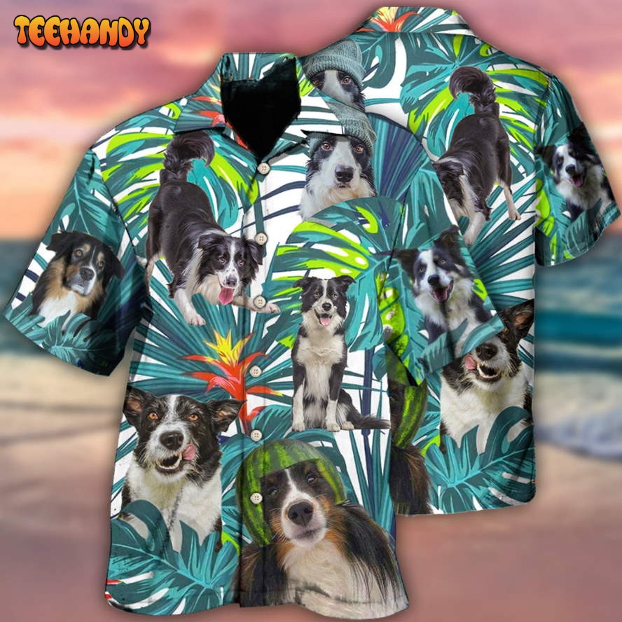 Border Collie Dog Tropical Leaf Lover Hawaiian Shirt