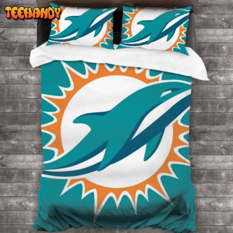 Breathable Miami Dolphins Logo Duyet Cover Bedding Sets