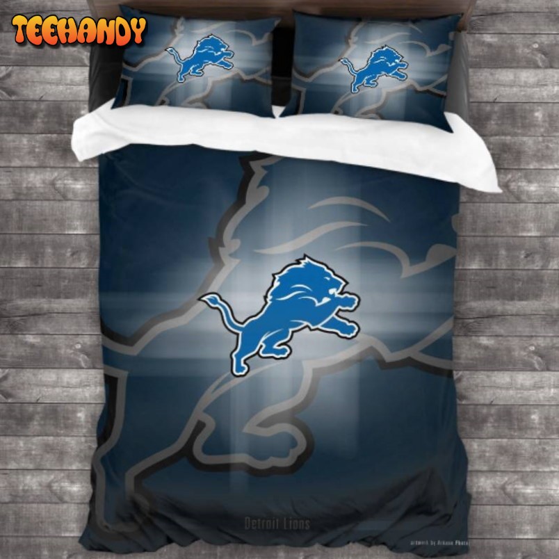 Breathable NFL Detroit Lions Logo Duyet Cover Bedding Sets