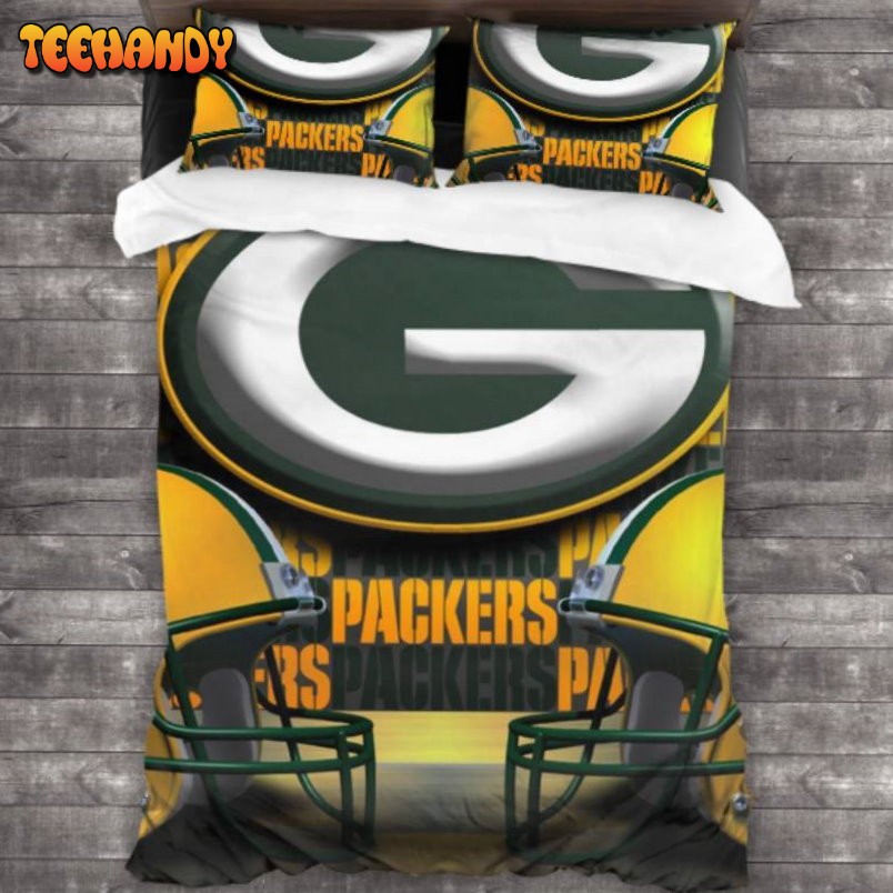 Breathable NFL Green Bay Packers Logo Duyet Cover Bedding Sets