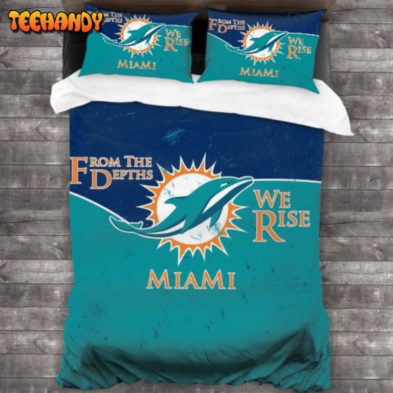 Breathable NFL Miami Dolphins Logo Duyet Cover Bedding Sets