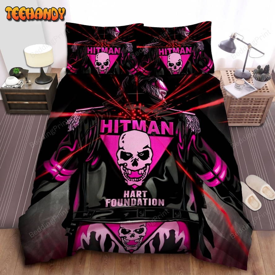 Bret The Hitman Hart Wearing Hart Foundation Leather Jacket Bedding Sets