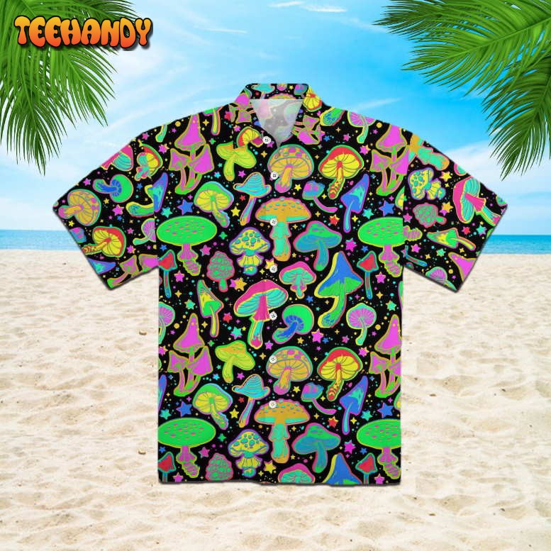 Bright Psychedelic Mushrooms Hawaiian Shirt