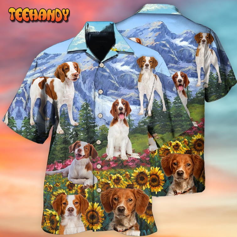 Brittany Spaniel Dog Beautiful Landscape Hawaiian Shirt