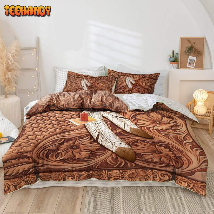 Brown Native Feathers Bed Sheets Duyet Cover Bedding Sets