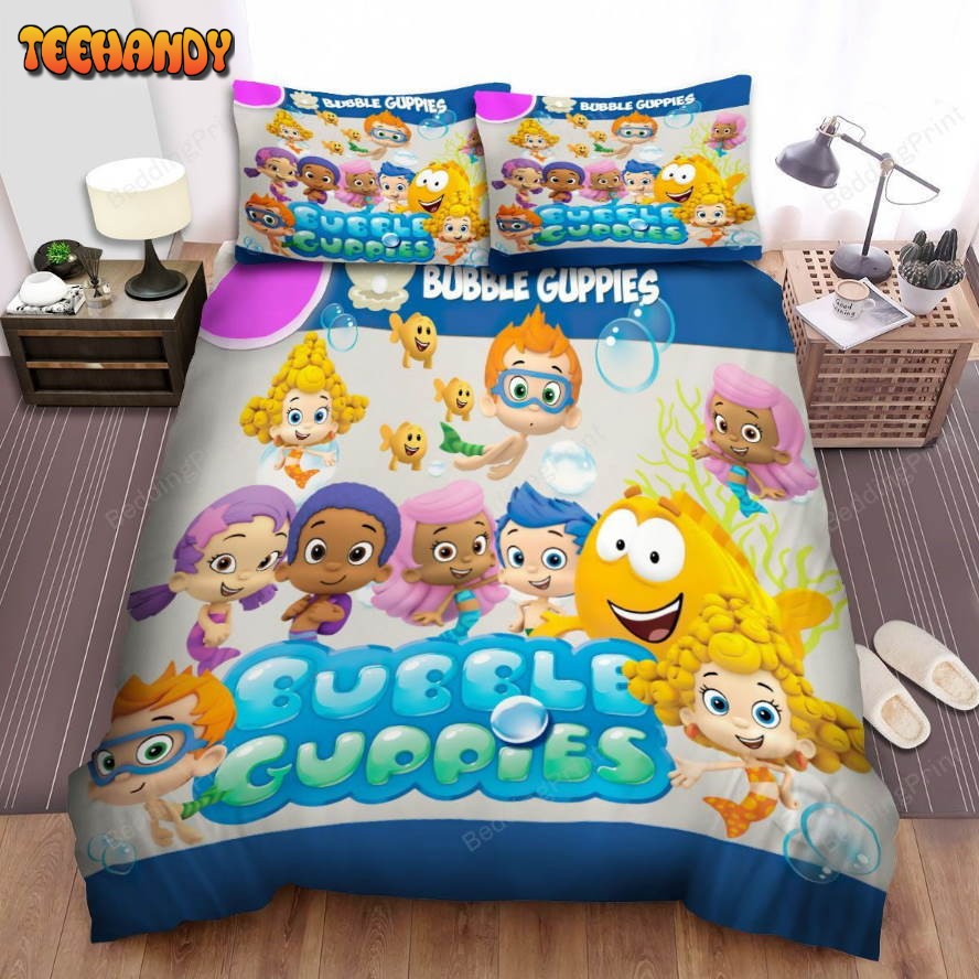 Bubble Guppies Group Posing Bed Sheet Spread Duvet Cover Bedding Sets