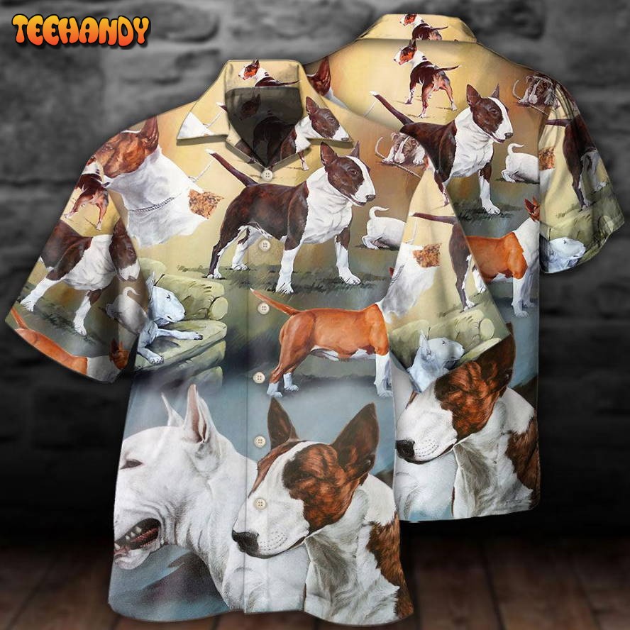 Bull Terrier Dog Lover Art Style Hawaiian Shirt