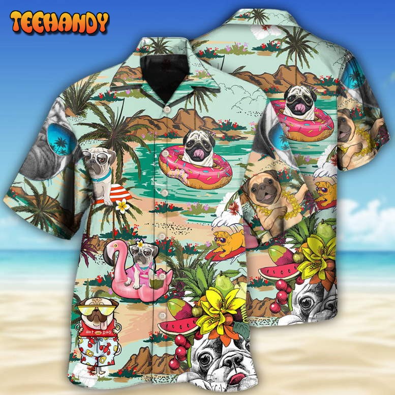 Bulldog Dog Loves Beach Loves Hawaii Hawaiian Shirt