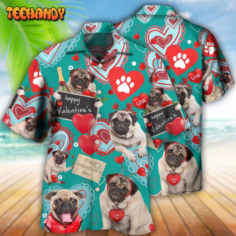 Bulldog Happy Valentine Love Paw Hawaiian Shirt