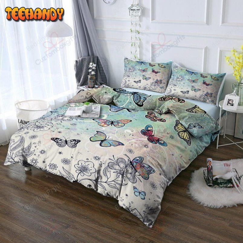 Butterfly In Digital Artwork All Over Printed Bed Sheets Bedding Sets