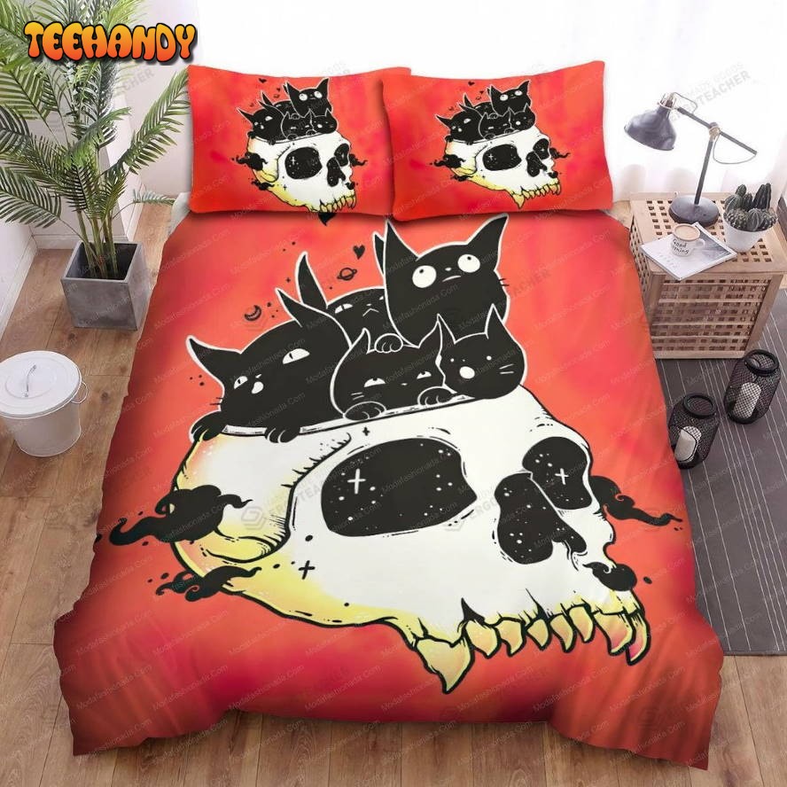 Buy Halloween Cartoon Skull & Adorable Black Cat Animal 306 Bedding Set