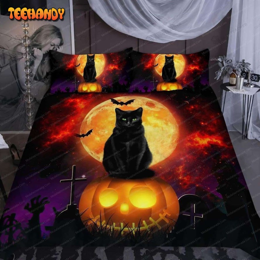 Buy Halloween Jack O’Lantern Black Cat Animal 294 Bedding Set Bed Sets