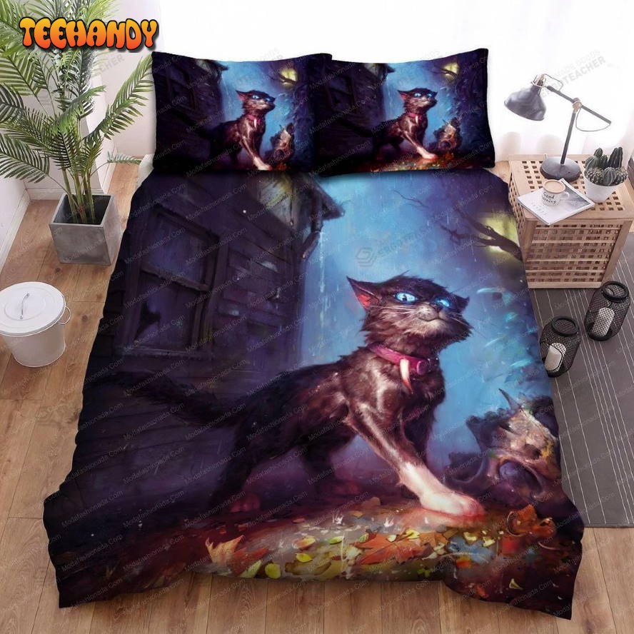 Buy Halloween Under The Rain Artwork Cat Animal 260 Bedding Set Bed Sets