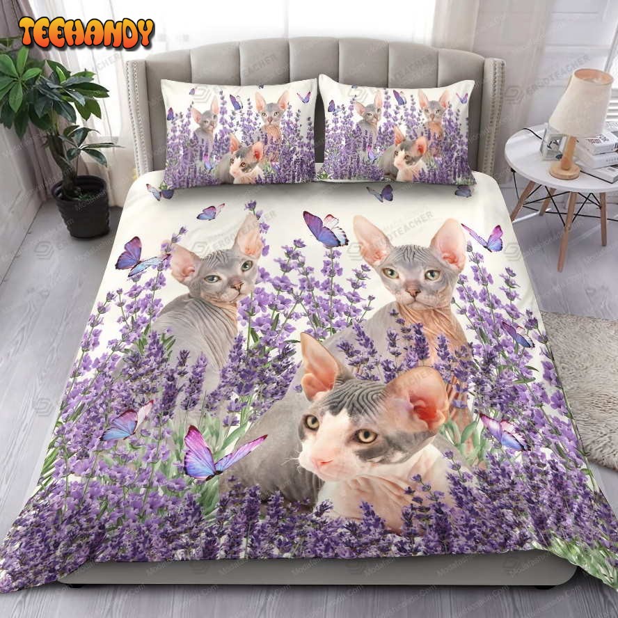 Buy Lavender And Sphynx Cat Animal 065 Bedding Set