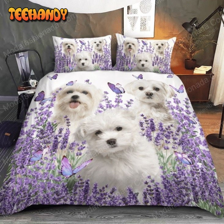 Buy Maltese Purple Flower Dog Animal 129 Bedding Set