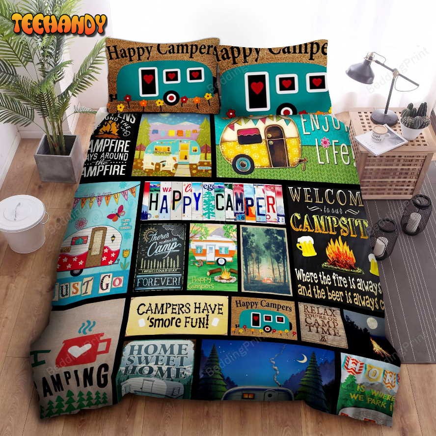 Camping Happy Camper Duvet Cover Bedding Sets V1