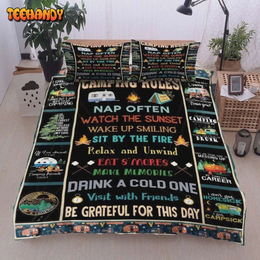 Camping Rules Bed Sheets Duvet Cover Bedding Sets