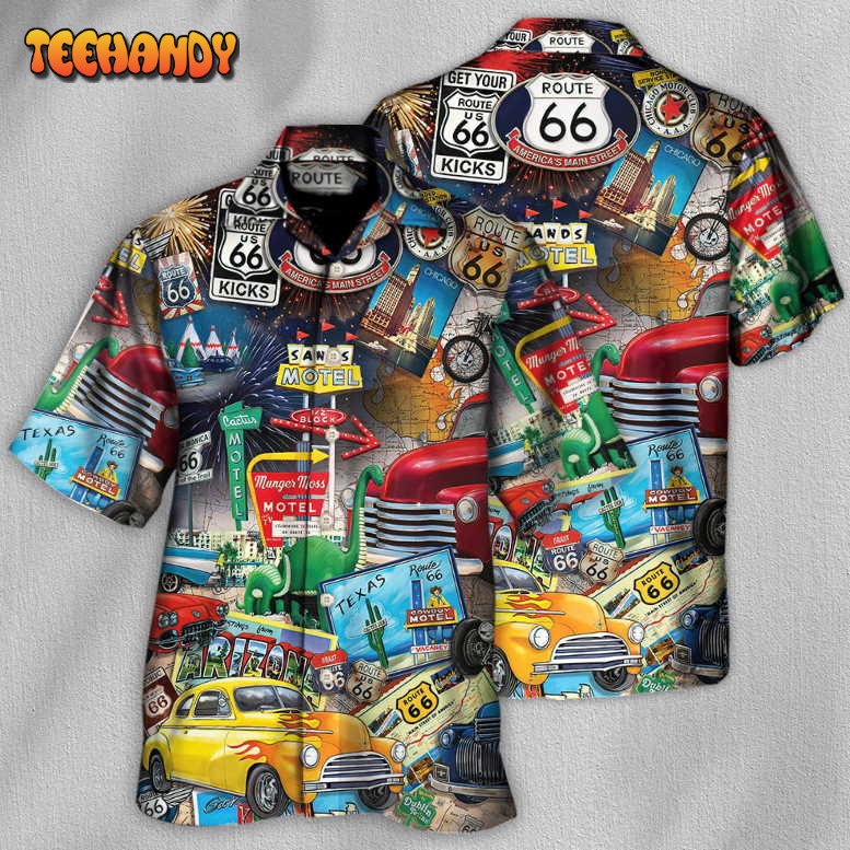 Car Route 66 Road Trip Puzzle Hawaiian Shirt