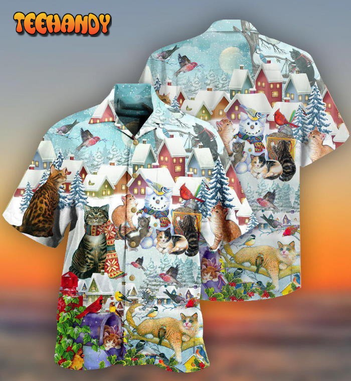 Cat Bird Winter Beautiful Hawaiian Shirt