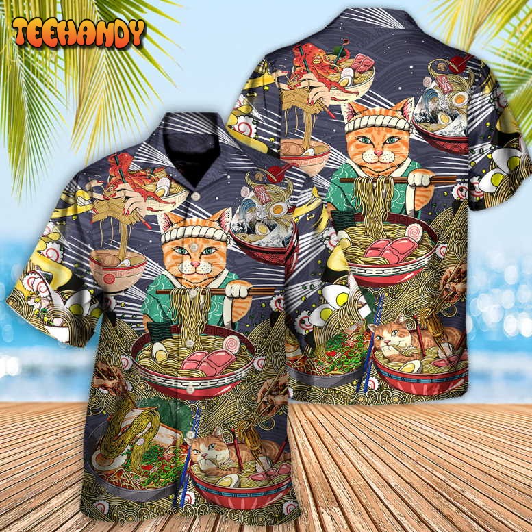 Cat Eating Ramen Lovely Hawaiian Shirt