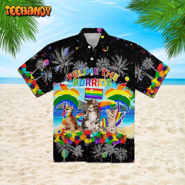 Cat Feline The Purride Happy LGBT Hawaiian Shirt