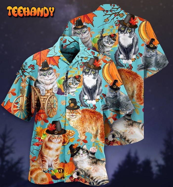 Cat Happy Thanksgiving Hawaiian Shirt