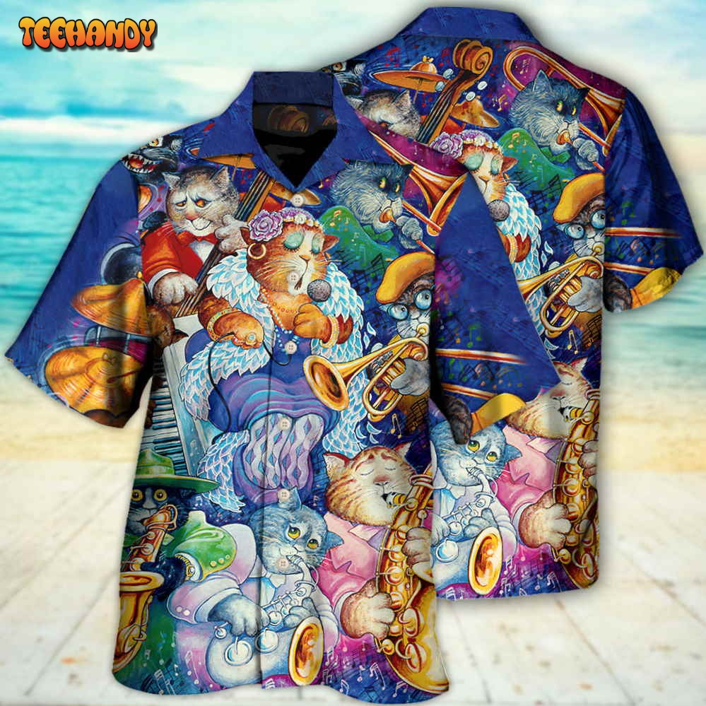 Cat Jazz Music Funny Hawaiian Shirt