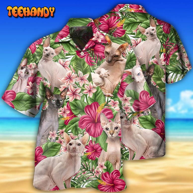 Cat Lovely Sphynx cat Tropical Floral Hawaiian Shirt