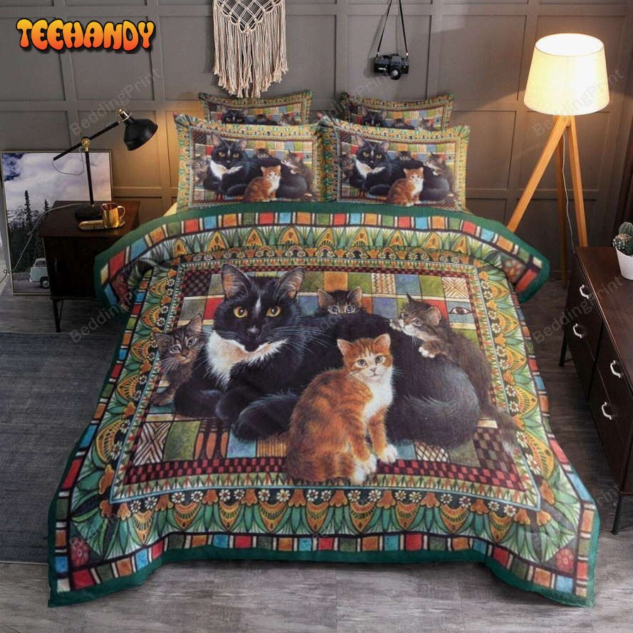 Cat Mom And Little Cute Kitty Bed Sheets Duvet Cover Bedding Sets