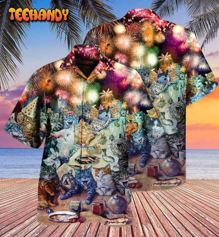 Cat New Years Party Of The Cats Hawaiian Shirt