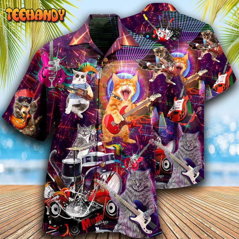 Cat Rocker Funny Style Hawaiian Shirt