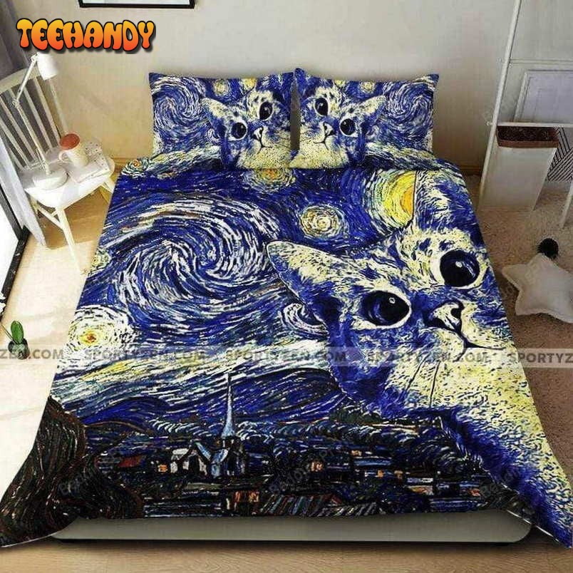 Cat Starry Night Duvet Cover Bedding Sets