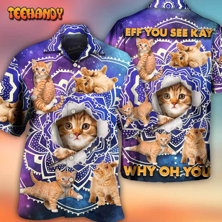 Cat Tabby Cat Yoga Galaxy Yoga Pose Funny Hawaiian Shirt