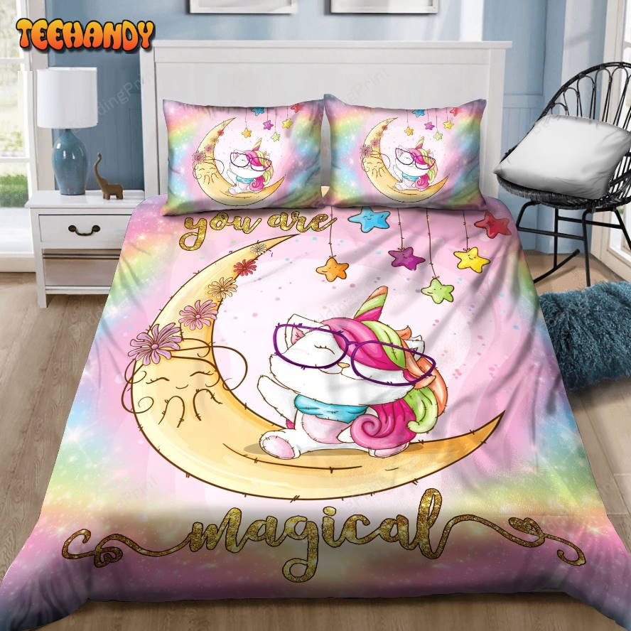 Cat Unicorn With Moon You Are Magical Duvet Cover Bedding Sets