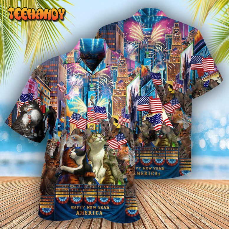 Cat With America Lets Countdown Hawaiian Shirt