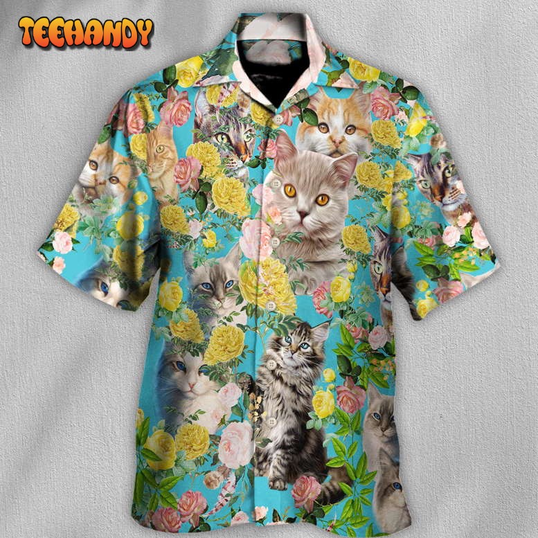 Cat With Flowers Hawaiian Shirt