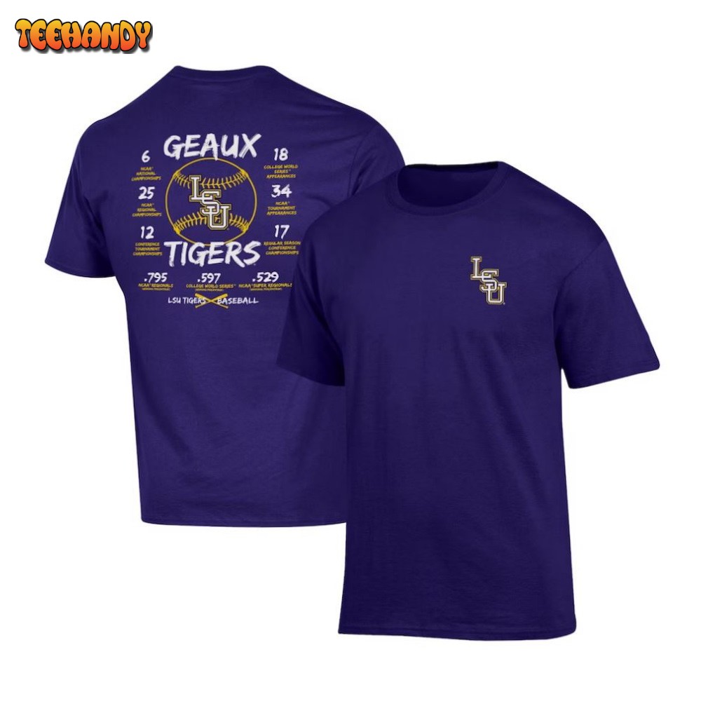 Champion Purple LSU Tigers Baseball Accomplishments T-Shirt