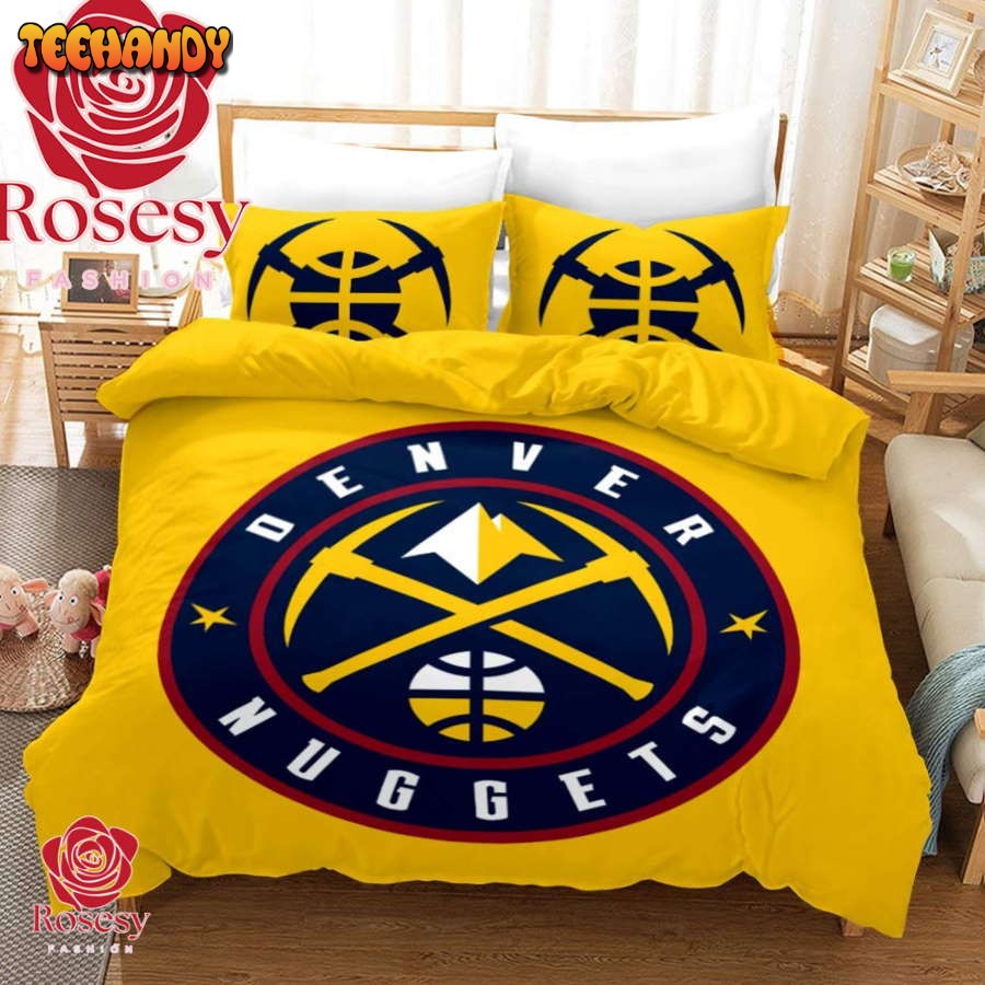 Cheap NBA Basketball Yellow Denver Nuggets Bedding Set For Fans