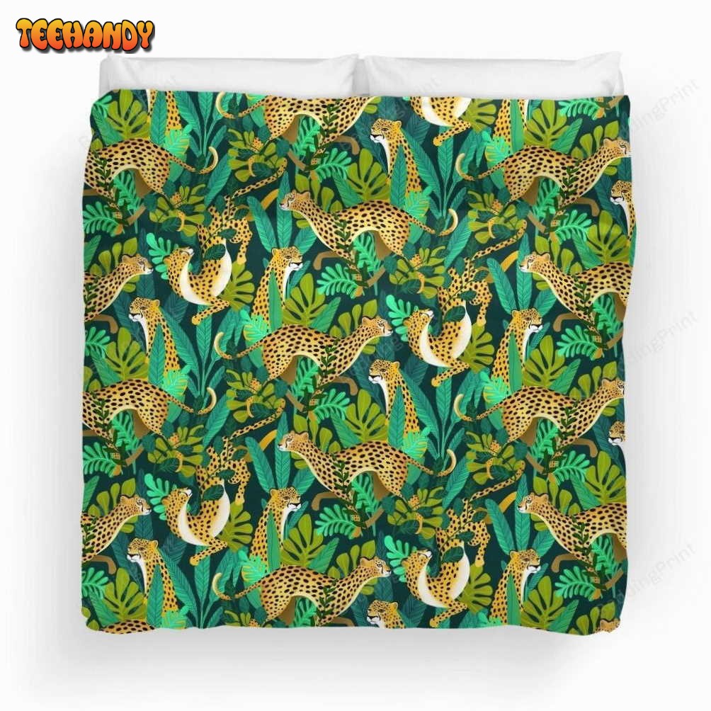 Cheetah Jade Jungle Pattern Duvet Cover Bedding Sets