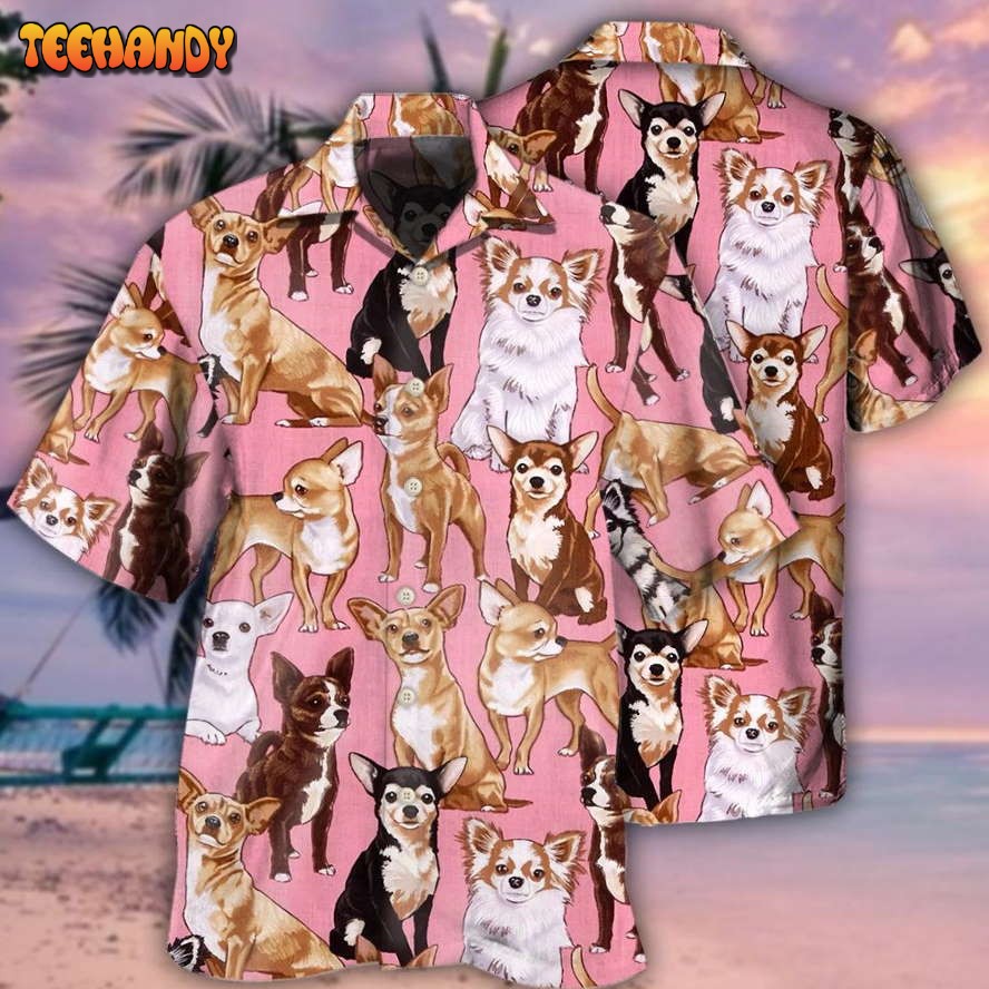 Chihuahua Dog Basic Pink Hawaiian Shirt