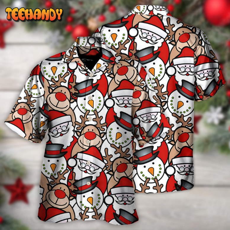 Christmas Cutie Santa And Reindeer Funny Style Hawaiian Shirt