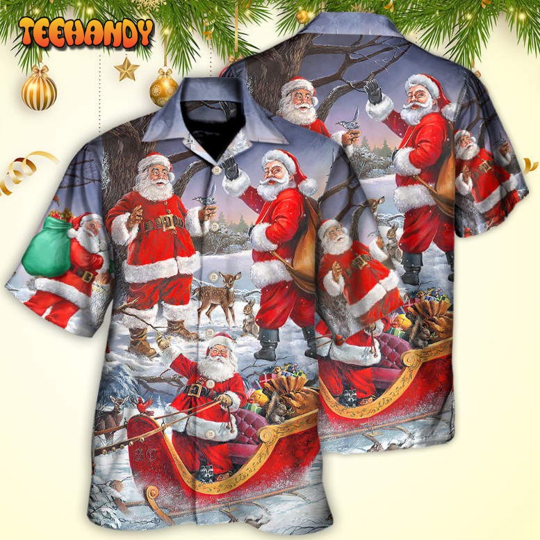 Christmas Funny Santa Claus Happy Xmas Art Style Cool Hawaiian Shirt