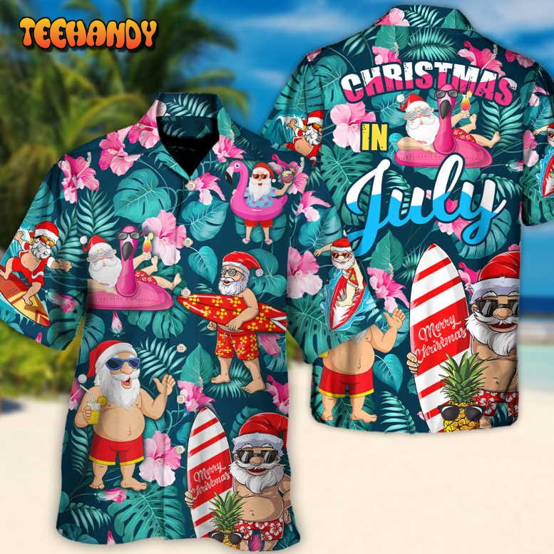 Christmas In July Funny Santa Claus Tropical Style Hawaiian Shirt