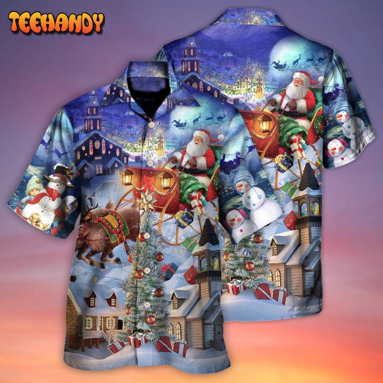 Christmas Rudolph Santa Claus Reindeer Gift Light Art Style Hawaiian Shirt